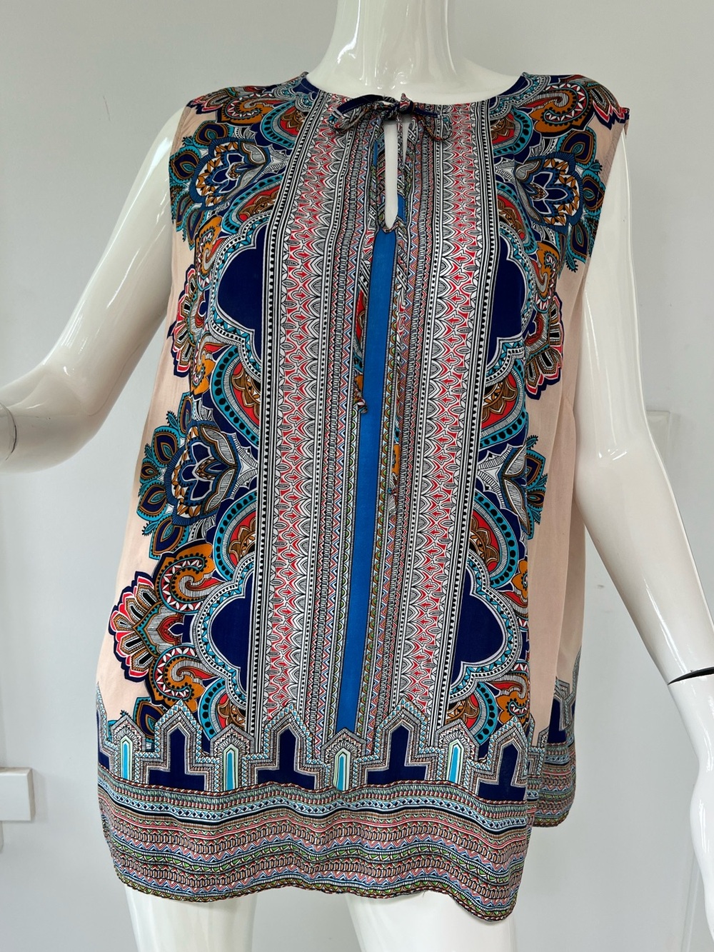 Women’s Boho Paisley Print Sleeveless Blouse Tunic Top summer wear XL